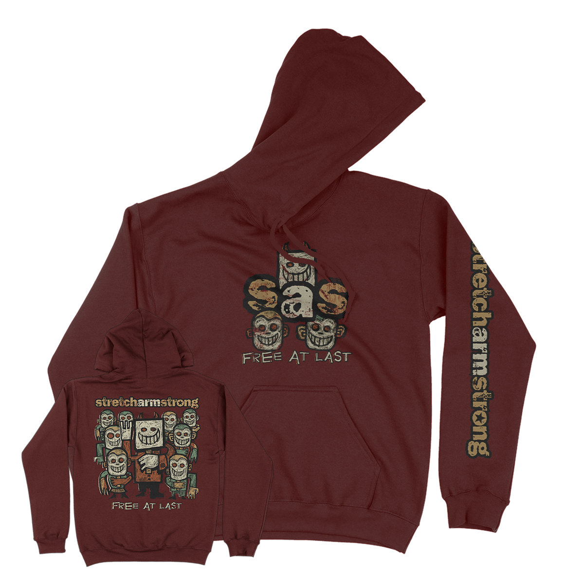 Stretch Arm Strong Faces Hoodie