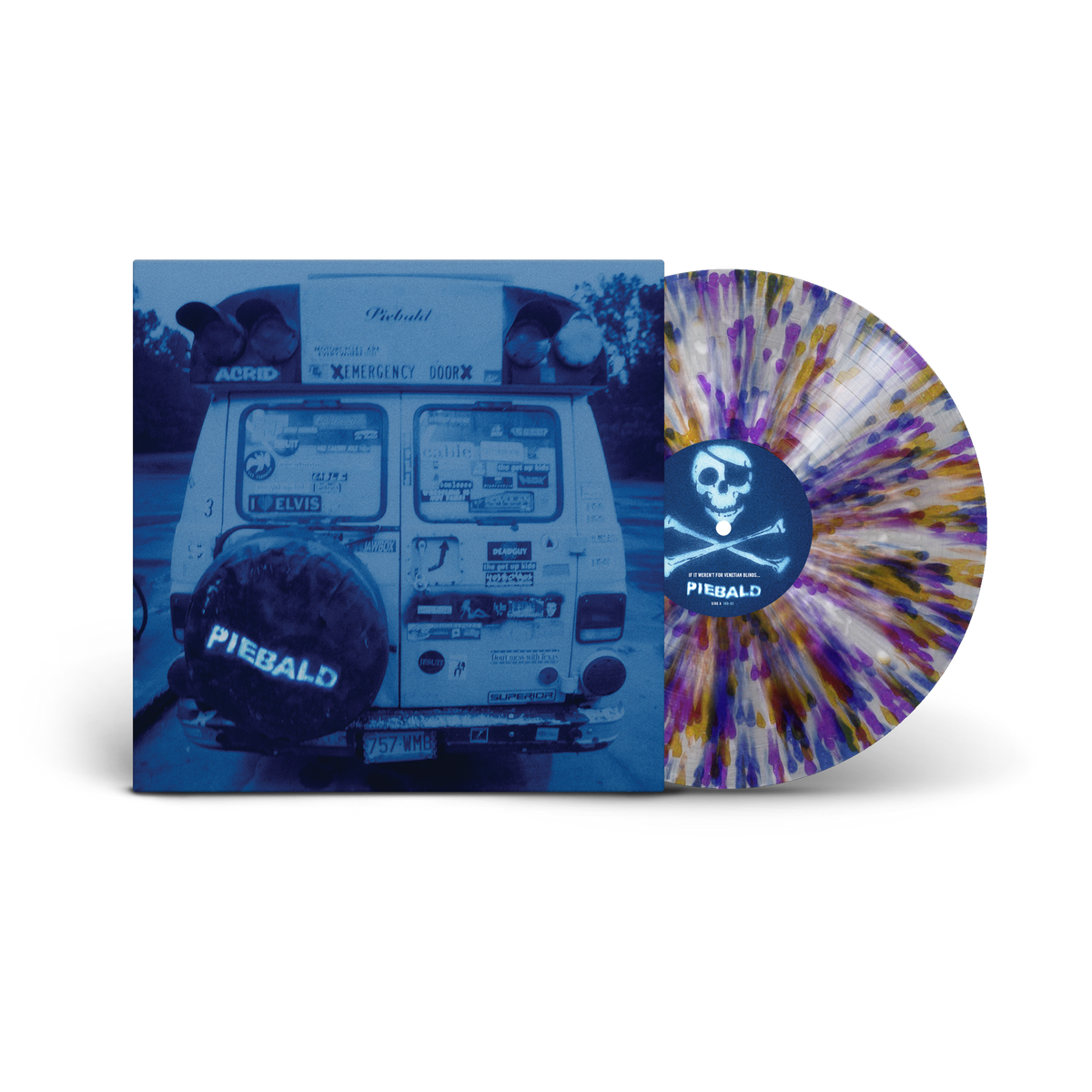 Record cover for reissue version of "If It Weren't For Venetian Blinds" by Piebald on Iodine Recordings. Variant is 'Noise Cult Splatter'